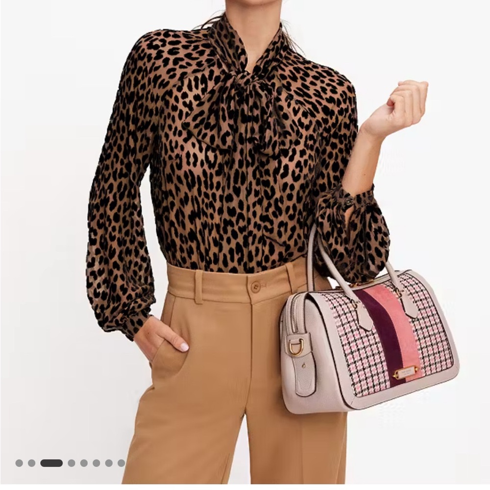 Kate Spade New York Gramercy Racing Stripe Plaid Twill Satchel - Mushroom/pink - Picture 10 of 10